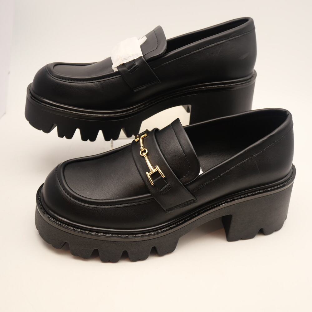 DREAM PAIRS Women's 7 Platform Loafer Chunky Heel Platform y2k Black NEW - Picture 8 of 9